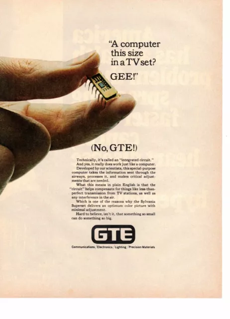 Vtg Print Ad 1970s GTE Computer Chip Electronics Communication Tech 1