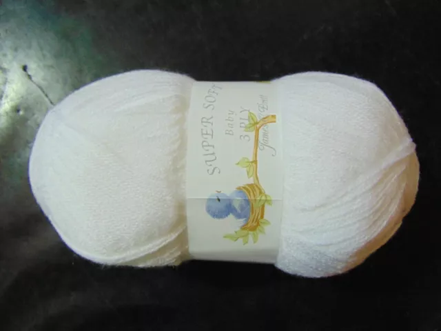 James C Brett 3ply Baby Wool 100% Acrylic Knitting Yarn White