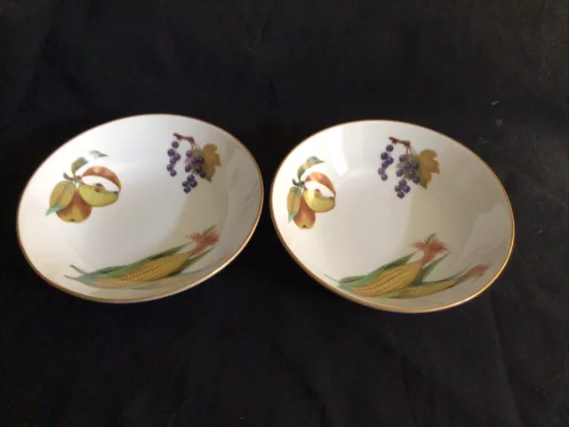 ROYAL WORCESTER EVESHAM GOLD RIM CEREAL BOWLS 2 x 6.75" UNUSED