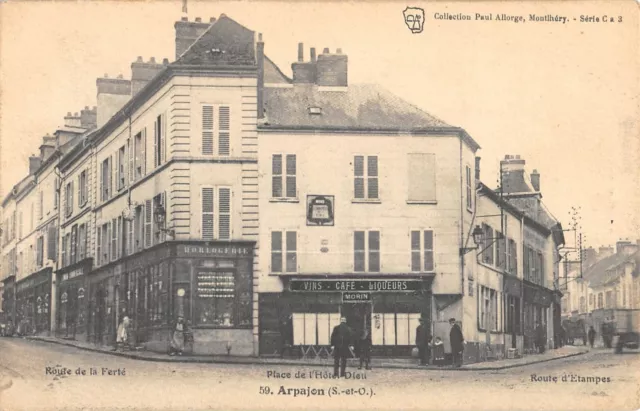 Cpa 91 Arpajon Place De L'hotel God
