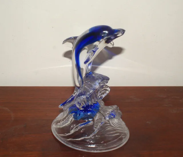 Vintage CRISTAL D'ARQUES Lead Crystal Leaping Dolphin.