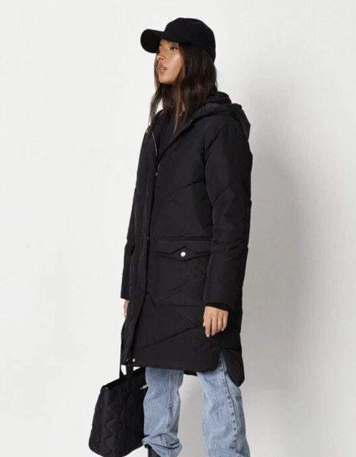 Missguided ASOS pocket puffer long hooded parka jacket linger back midaxi coat