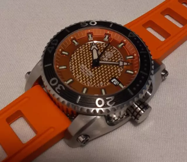 Deep Blue Carbonaqua Diver Automatic, Orange Sunray/Carbon Fiber Dial, Sapphire