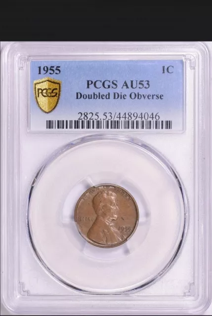 1955-P Doubled Die Obverse FS-101 PCGS AU53 BN Lincoln Wheat Cent-Rare Key Date