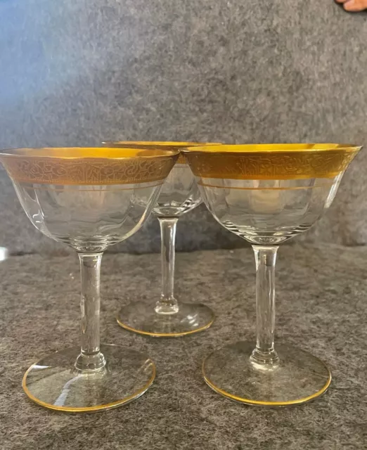 Vintage Tiffin Franciscan Minton 3 cordial/Sherbet Glasses