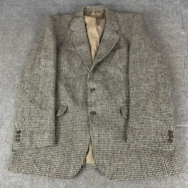 Vintage HARRIS TWEED Jacket Mens 40R Brown Country Weave Blazer Coat Sports