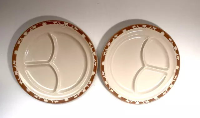 2 VTG Syracuse China USA Nutmeg Restaurant Divided Grill Dinner Plates 9.5", EUC
