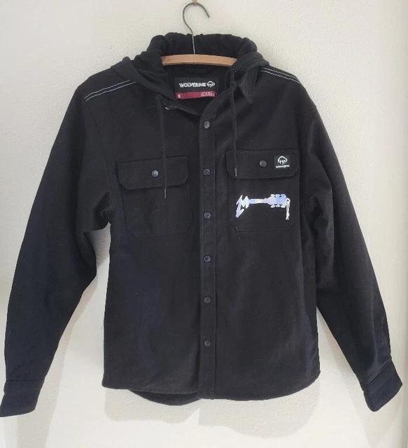 Wolverine Men's Small Black Zip Water/Wind Resistant Hooded Metallica Jacket