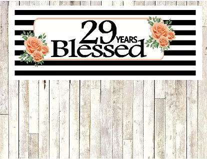 Number 29- 29th Birthday Anniversary Party Blessed Years Wall Decoration Banner