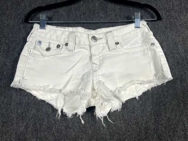 True Religion Womens Size 26 Basic Cut Off Booty Shorts with Flaps Optic White