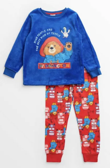 TU Paddington Bear Blue Fleece Pyjamas 2-3 Years New