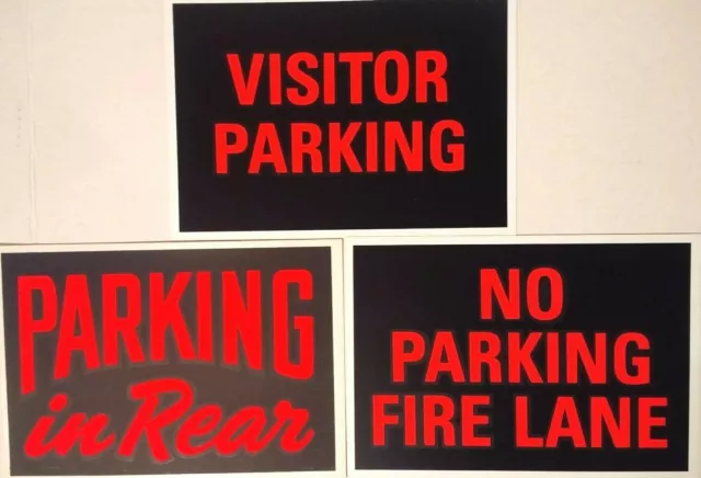 Vintage Plastic No Parking Signs Hardware Store Business 7"x10" New Old Stock