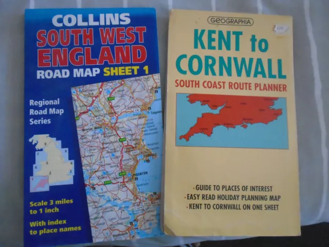 Collins South West England Map and Kent to Cornwall maps