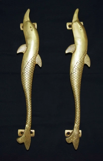 Golden Dolphin Shape Door Handle Brass Handmade Restaurant Door Handle Gk 604