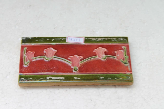 Japan antique art nouveau vintage majolica border tile c1900 NH4351 9