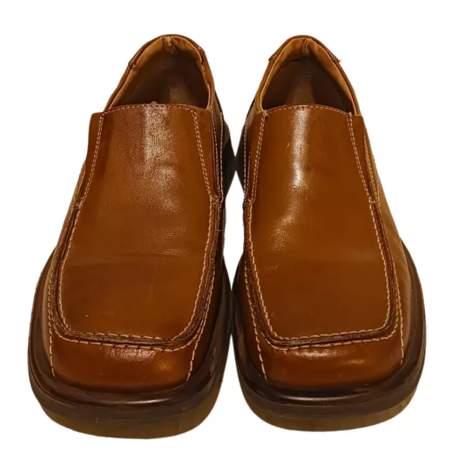 Venturini Shoes Mens 9 Brown Leather Loafers Slip On Square Toe Made in Italy