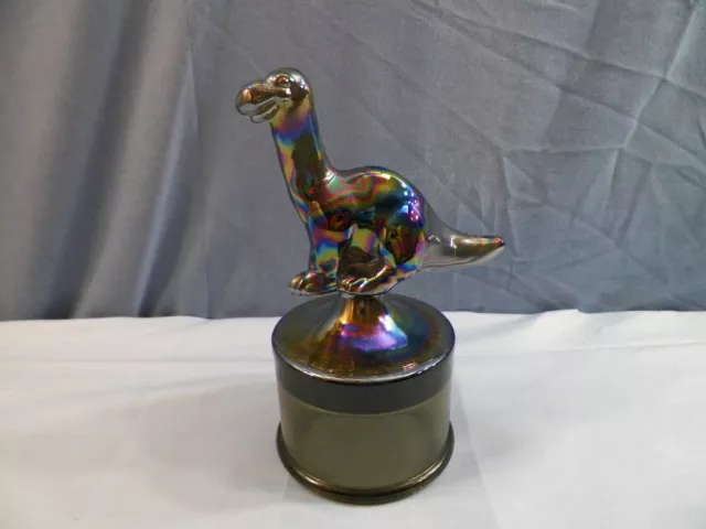 Fenton by Mosser Titanium Carnival Glass Dinosaur on the Font Figurine