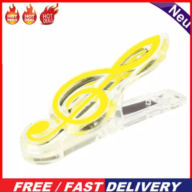 Plastic Musical Note Letter Paper Clip Piano Sheet Spring Holder (Yellow)