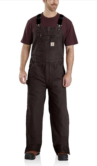 Carhartt Men's US 3XL Short Loose Fit Duck Insulated Bib Overall Dark Brown