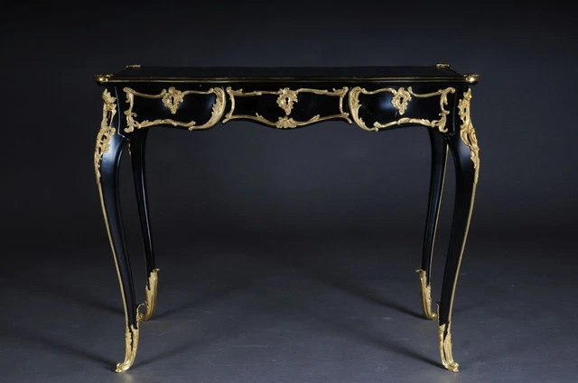 Elegante Ebanizzato Donna Bureau Plat / Reception IN Luigi Stile XV L-Sam-460
