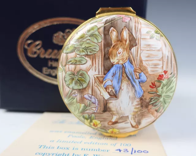 Crummles Large Beatrix Potter Symposium LE 100 Peter Rabbit Enamel Trinket Box Crummles Large Beatrix Potter Symposium LE 100 Peter Rabbit Enamel Trinket Box
