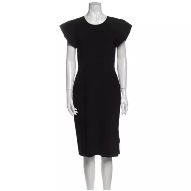 AKRIS Punto Crew Neck Midi Length Stretchy Black Dress Size 12