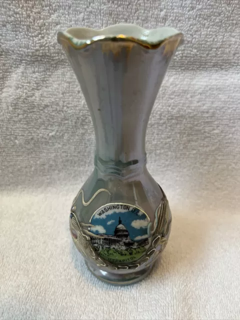 Vintage Washington DC Vase Porcelain Souvenir Dragon Luster Ware