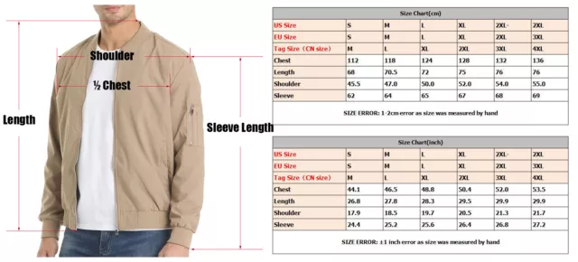 Men's Lightweight Bomber Jacket Spring Fall Thin Casual Coat Full-Zip Work Coats 3