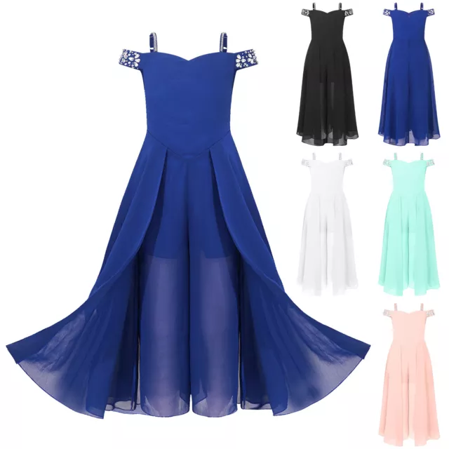 Girls Flower Bridesmaid Dress Wedding Birthday Party Prom Gown Dresses Age 2-14