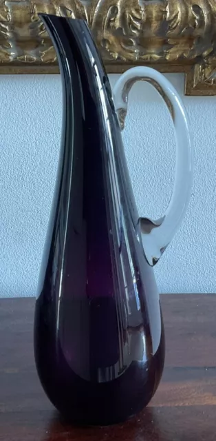 Lovely Art Glass Hand Blown Purple Amethyst Carafe Decanter