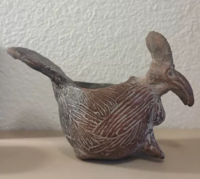 Pre Columbian Effigy Figural Bird Clay Pot