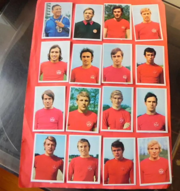 KOMPLETT 1. FC NÜRNBERG BERGMANN FUßBALL 72 BUNDESLIGA 16 SAMMELBILDER COMPLETE