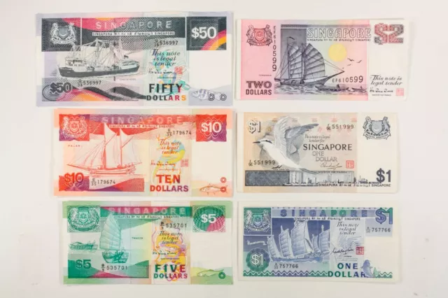 1976 - 1994 Singapur Geldscheine. 6 Note Lot. XF - Au 3