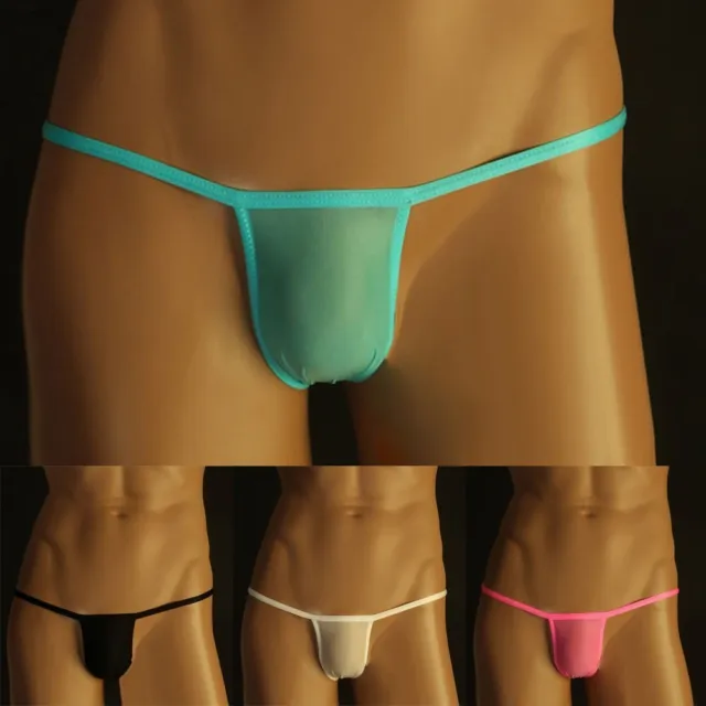 Mens Sexy Mesh See-through Pouch G-string Briefs Underwear T-back Thong  V-string 