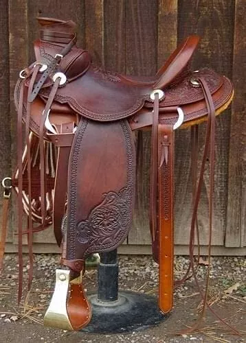 Premium Leather Wade Tree Western Roping Ranch Horse Saddle TACK 14" to 18" Inch