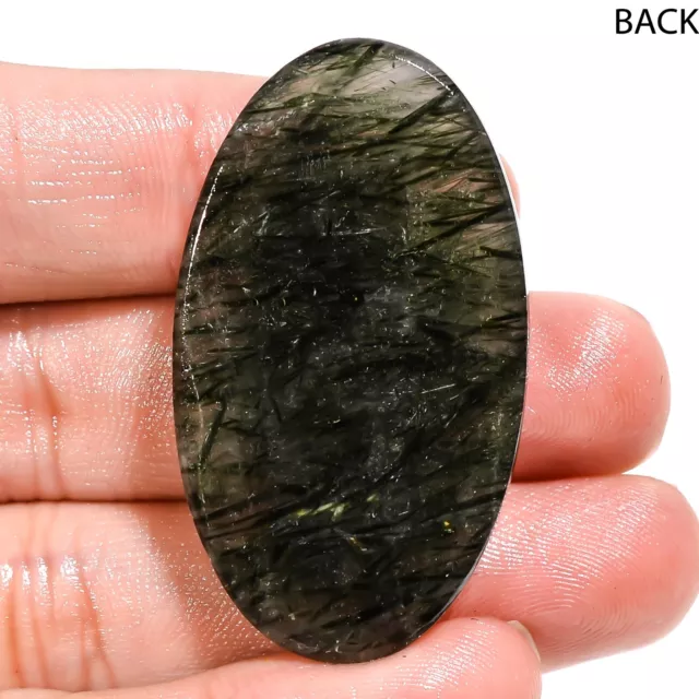 70.00 CTS 100% Natural Green Needle RUTILE QUARTZ Oval Shape 24x43x7 mm Gemstone 3