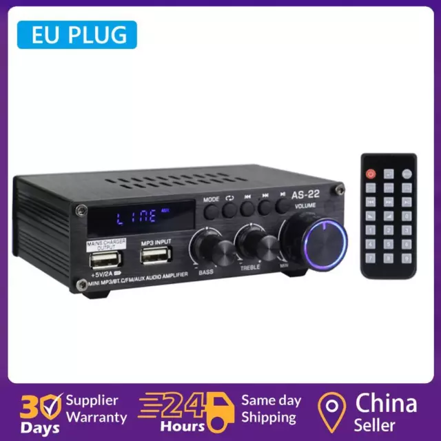 Amplificatore digitale 30Wx2 amplificatore stereo HiFi compatibile Bluetooth 5.0 (spina UE)