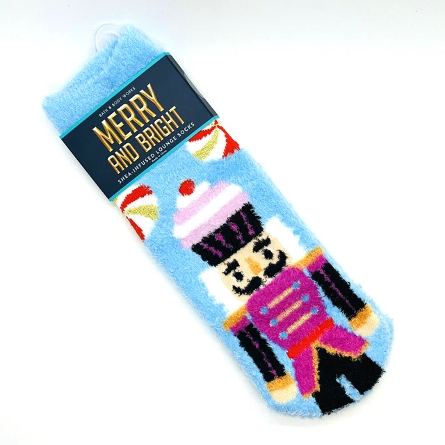 Bath & Body Works Merry Bright Nutcracker Cupcake Shea Infused Cozy Lounge Socks