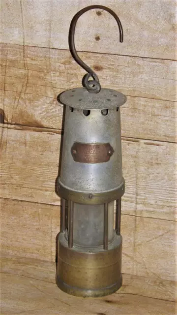 Antique Brass & Aluminum Mining Oil Safety Lamp By J.H Naylor Ltd Wigan