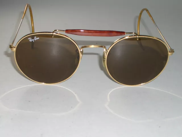 B&L Ray Ban W0921 Gold/Tortoise B15 Brown Round Outdoorsman Aviator Sunglasses B&L Ray Ban W0921 Gold/Tortoise B15 Brown Round Outdoorsman Aviator Sunglasses