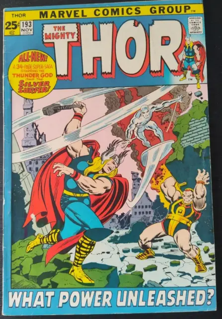 The Mighty Thor #193 Marvel 1971 Comic Book: Silver Surfer Cover