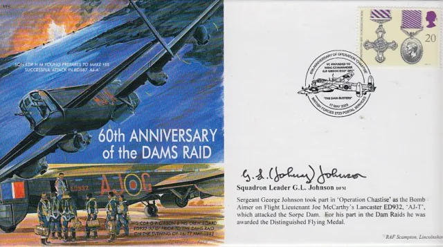 MF6 WWII WW2 617 Dambusters RAF cover signed actor S/Ldr JOHNNY JOHNSON DFM