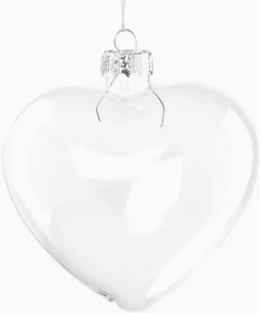 Pack of 10 Plain Blank Heart Shaped 8cm Baubles for Craft