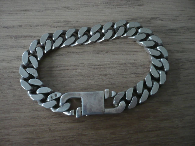 Bracelet Gourmette En Argent Massif 925 - Maille Figaro - Vintage