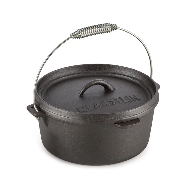 Bbq-Topf Gusseisen Dutch Oven Feuerkessel Outdoor Grilltopf 4,5 Qt 4 Liter