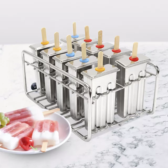 Stainless Steel Mold Pop Ice Lolly Maker Frozen Mould Popsicle Flat Double Slot