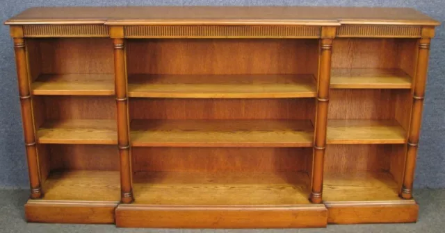 Regency Style Breakfront Bookcase Or Bookshelves Low Wide Mahogany And Oak