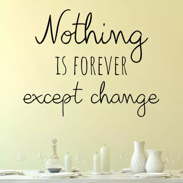 Nothing Is Forever Except Change Wall Sticker Decal Quote Motivational Inspiring