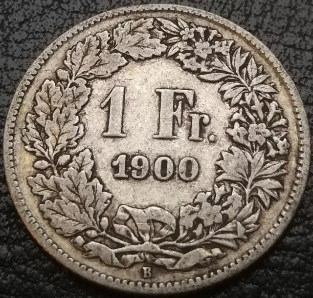 SUISSE Pièce MONNAIE 1 franc Helvetia 1900 B RARE ARGENT 400.000 ex silver key