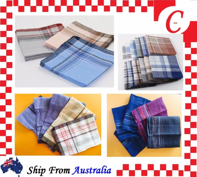 Men Mens HANDKERCHIEFS 100%Pure Cotton Pocket Square Hanky Handkerchief New Bulk